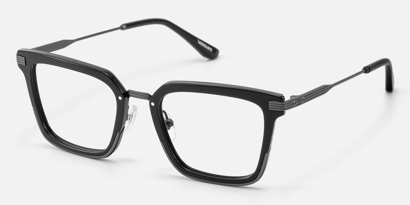 Kassel - Matte Gunmetal Modular Square Glasses by Vooglam