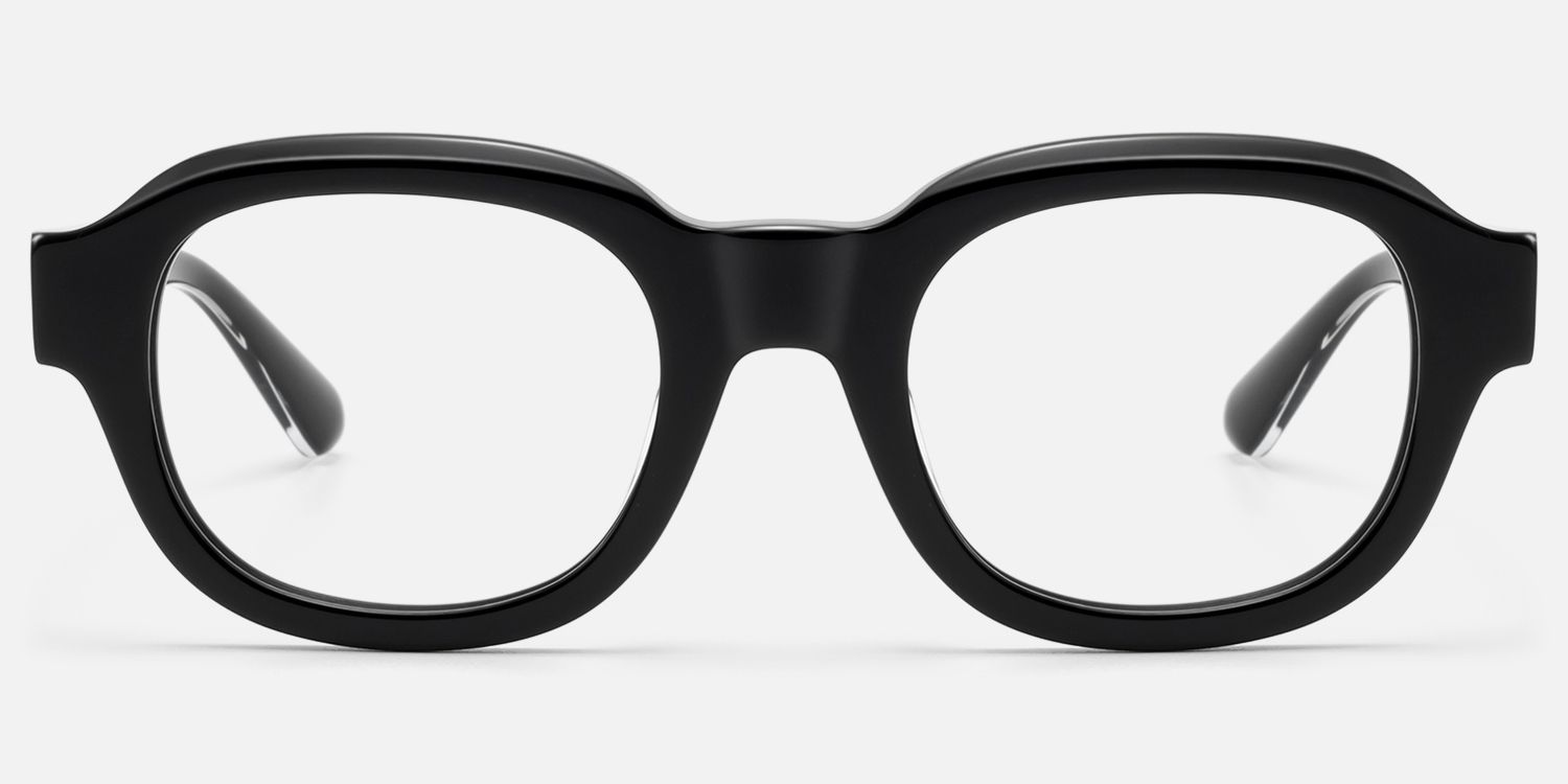 Eerie - Shiny Black Diamond Patterned Glasses by Vooglam - Angle View