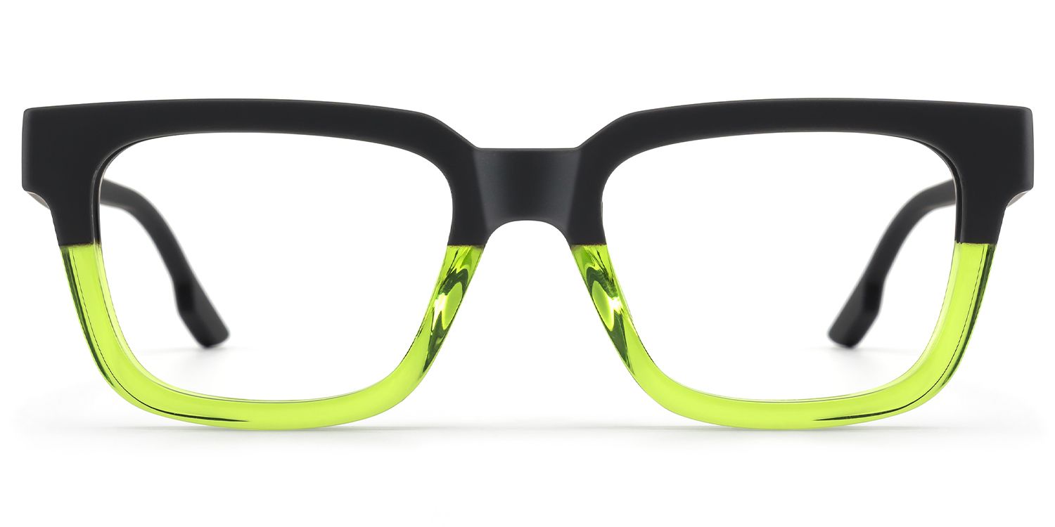 Strobe - Neon Green Matte Black Rectangle Glasses by Vooglam Product Details 1