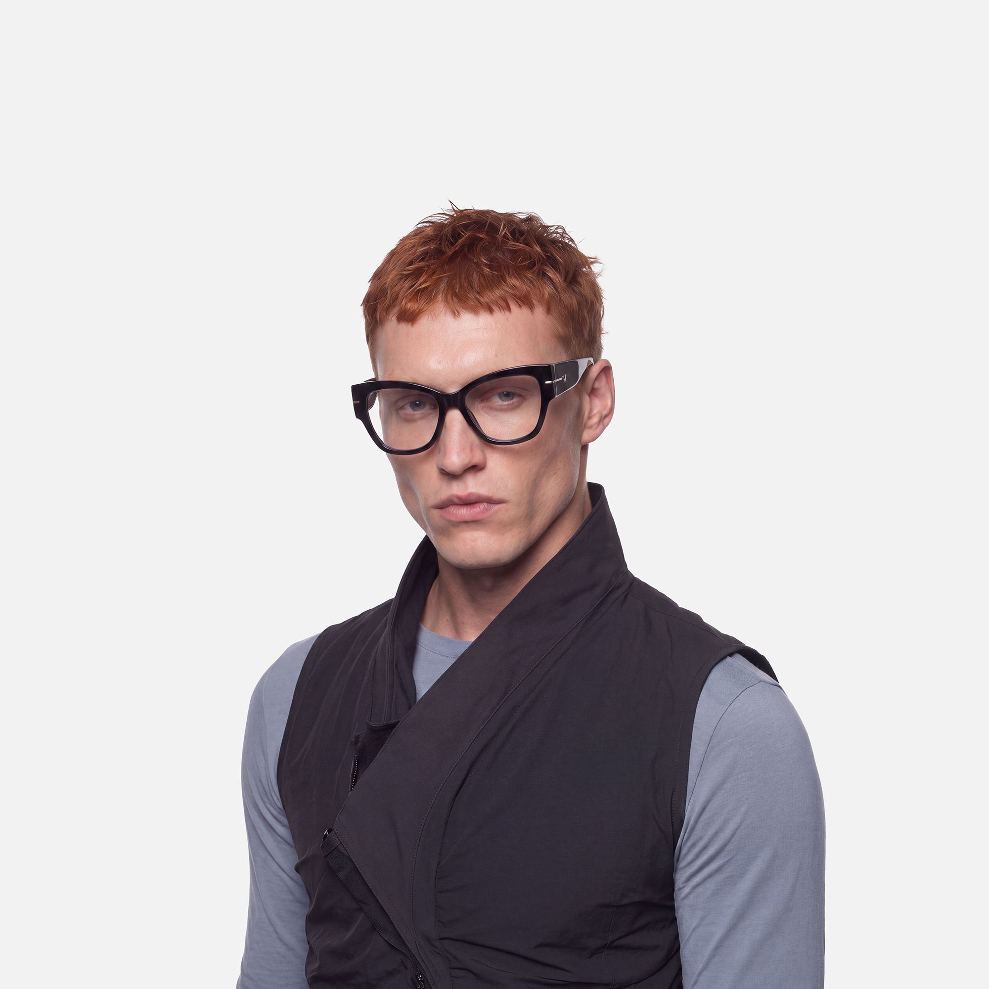 Elektra - Elegant Black & Gold Cat Eye Glasses by Vooglam - Lifestyle Look