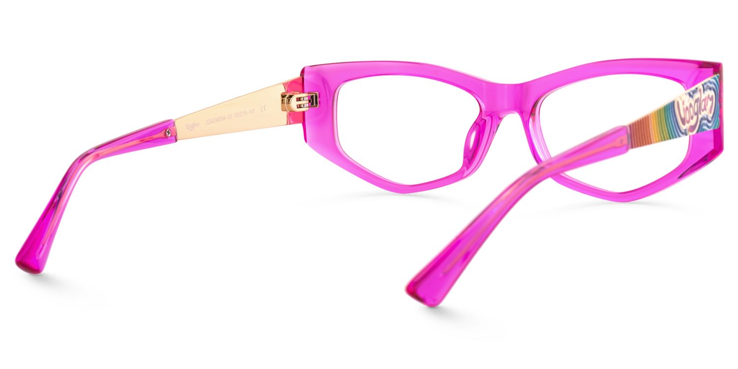 Tahiya - Geometric Pink Eyeglasses by Vooglam - Side View