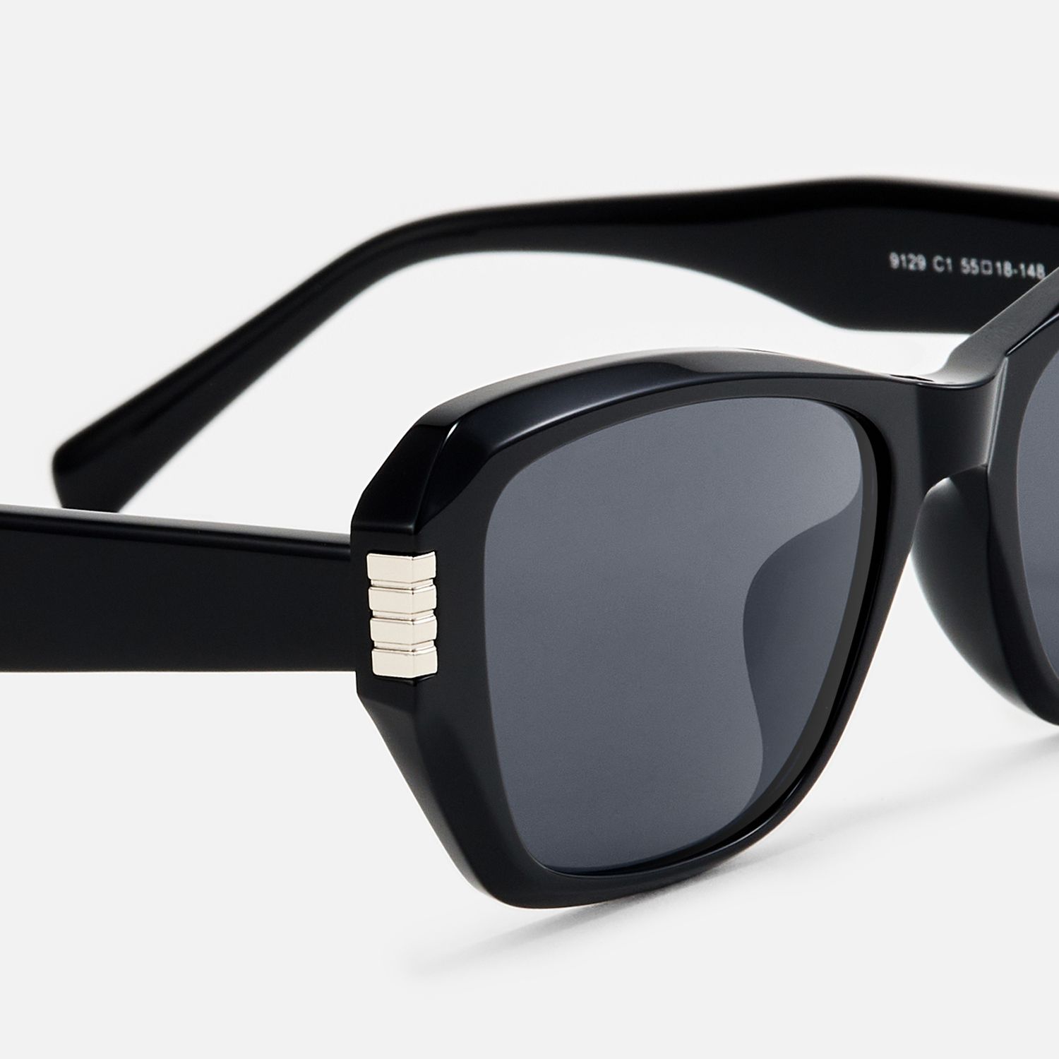 Flicker - Geometric Black Sunglasses by Vooglam - Design Details