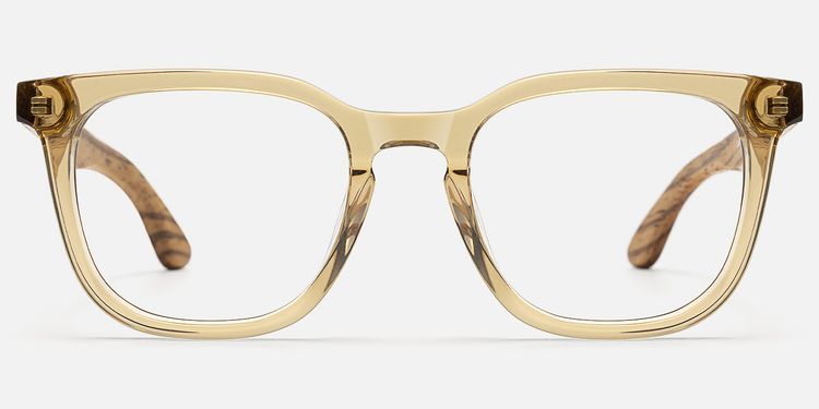 Lote - Clear Brown Wood Temple Square Glasses by Vooglam