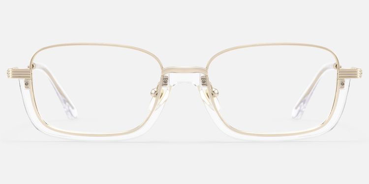 Basel - Clear Gold Wire Rim Structural Eyeglasses by Vooglam
