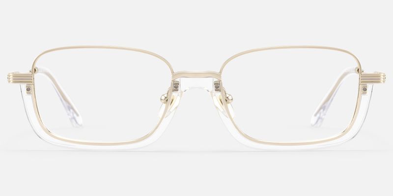 Basel - Clear Gold Wire Rim Structural Eyeglasses by Vooglam