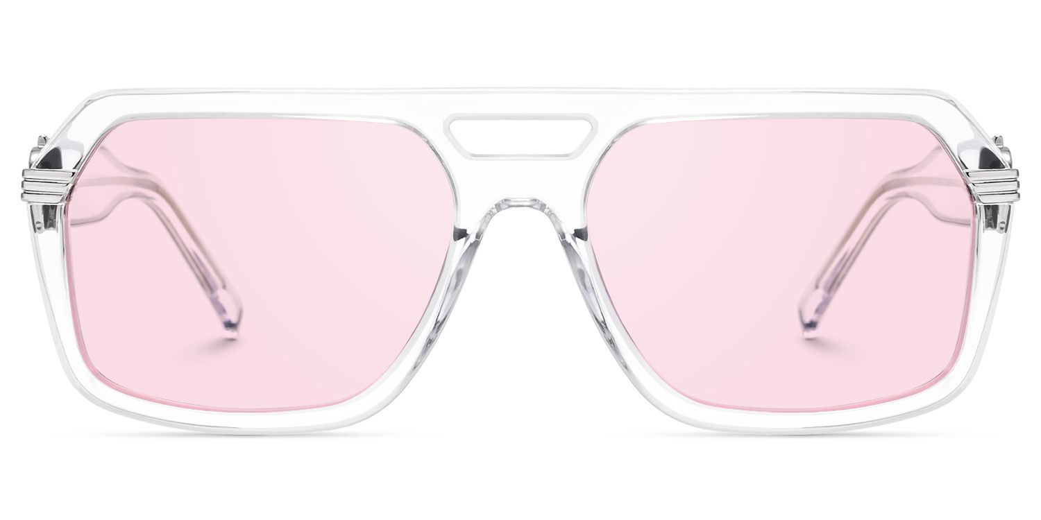 Maverick - Clear Frame Pink Lens Sunglasses by Vooglam Product Details 1