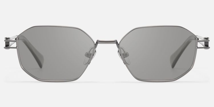 Loos - Light Gray Polygonal Oversized Sunglasses by Vooglam