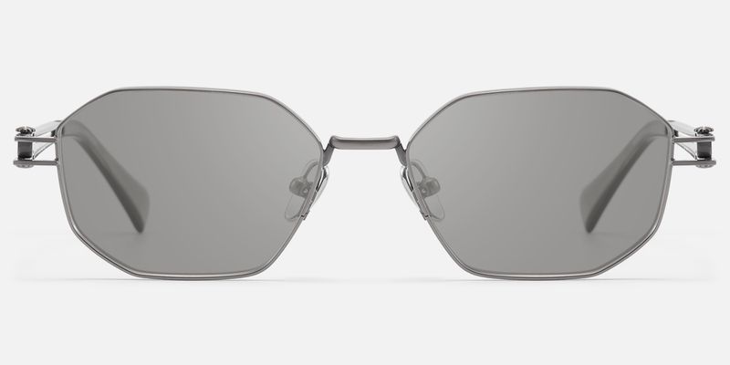 Loos - Light Gray Polygonal Oversized Sunglasses by Vooglam