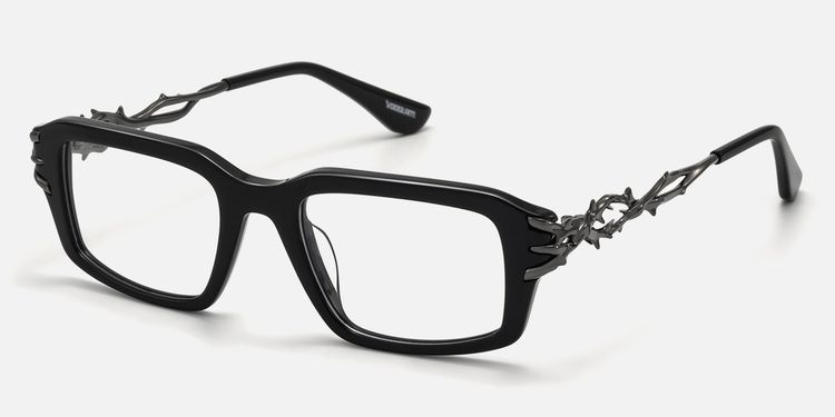 Vorpal - Dark Thorn Rectangle Black Glasses by Vooglam