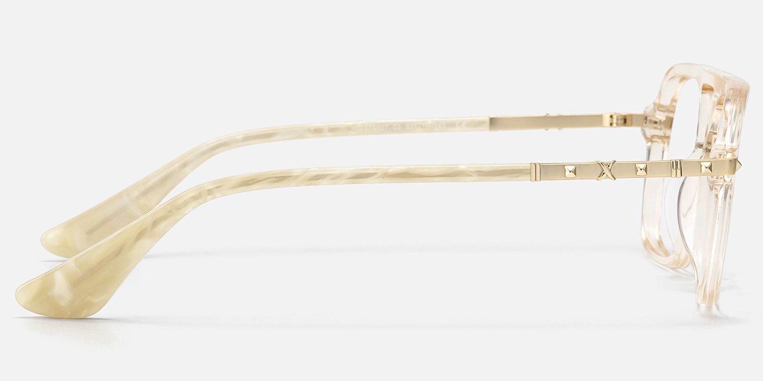 Marfa - Transparent Yellow Aviator Glasses by Vooglam - Side View