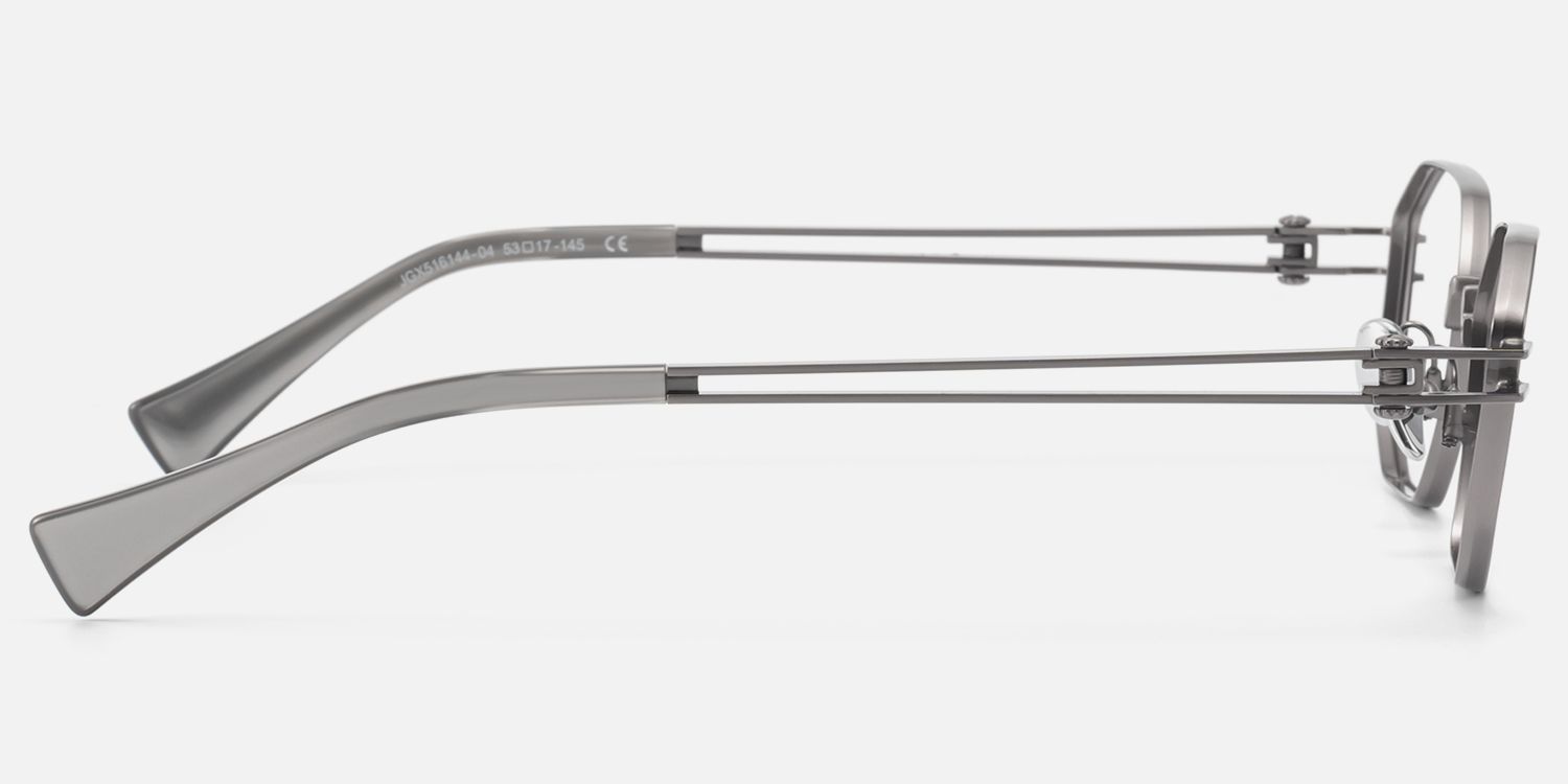 Loos-Pearl Gray Double Wire Light Polygonal Glasses by Vooglam - Side View