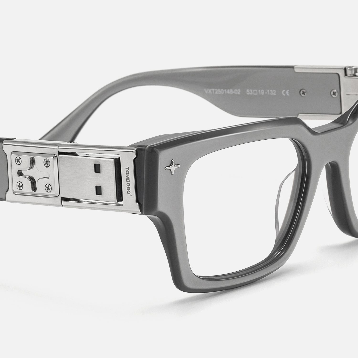 The Programmer - Chunky Silver USB Glasses by Vooglam - Design Details