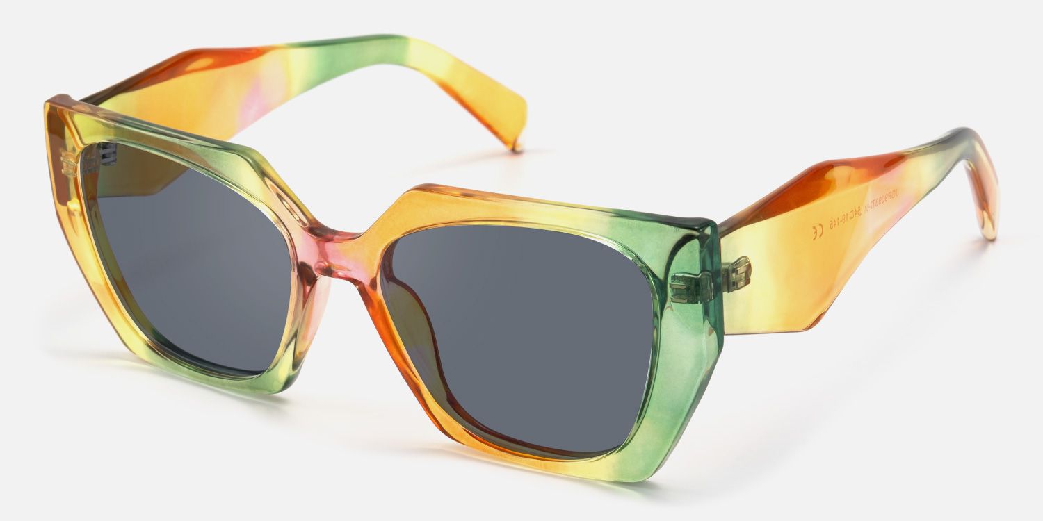 Faridah - Multicolor Wide Temple Butterfly Shades by Vooglam - Front View
