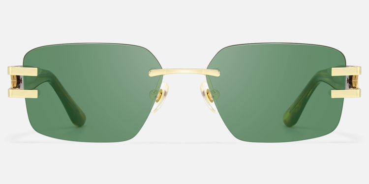 Aurum - Rimless Gold Tortoise Dark Green Shades by Vooglam