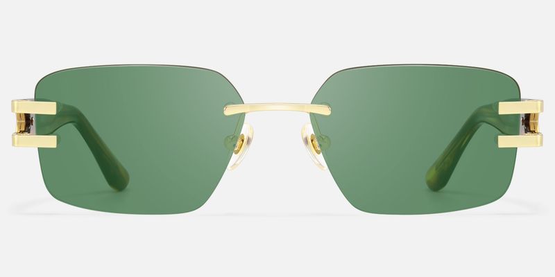 Aurum - Rimless Gold Tortoise Dark Green Shades by Vooglam
