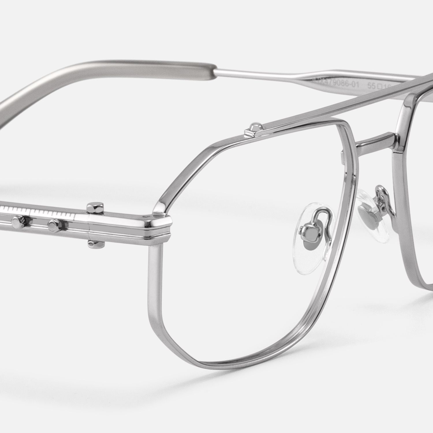 Ando - Light Gunmetal Daily Aviator Glasses by Vooglam - Design Details