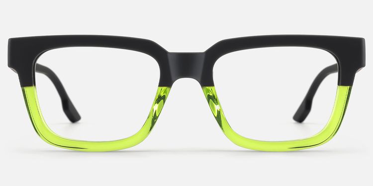 Strobe - Neon Green Matte Black Rectangle Glasses by Vooglam