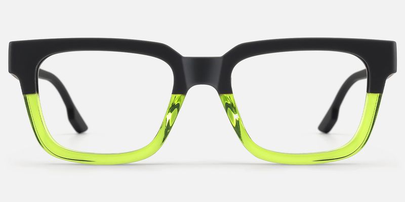 Strobe - Neon Green Matte Black Rectangle Glasses by Vooglam