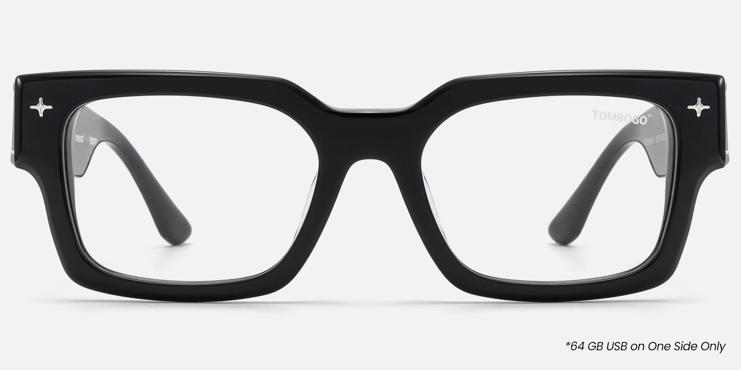 The Programmer - Chunky Black USB Glasses by Vooglam - Angle View