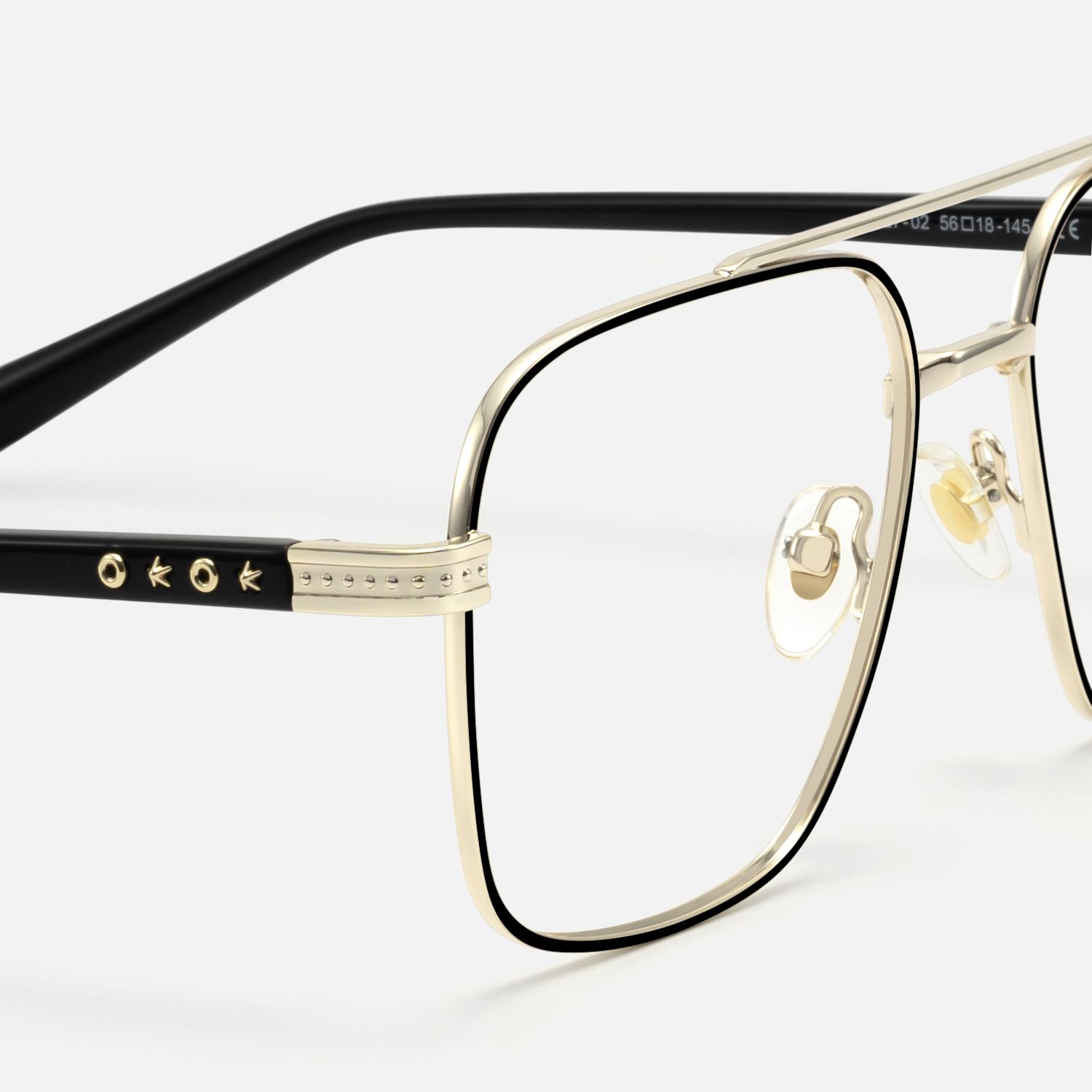 Kovar - Black And Gold Wire Frame Aviator by Vooglam - Design Details