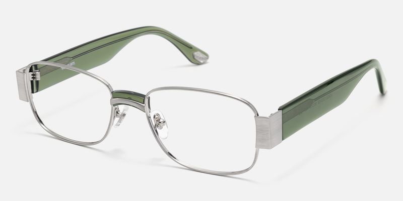 Nyame - Rectangle Silver Eyeglasses by Vooglam