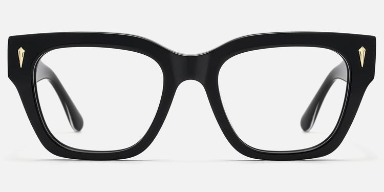 Asante - Retro Black Square Wayfarer Glasses by Vooglam