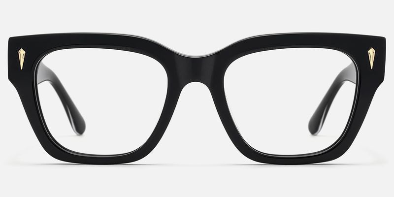 Asante - Retro Black Square Wayfarer Glasses by Vooglam