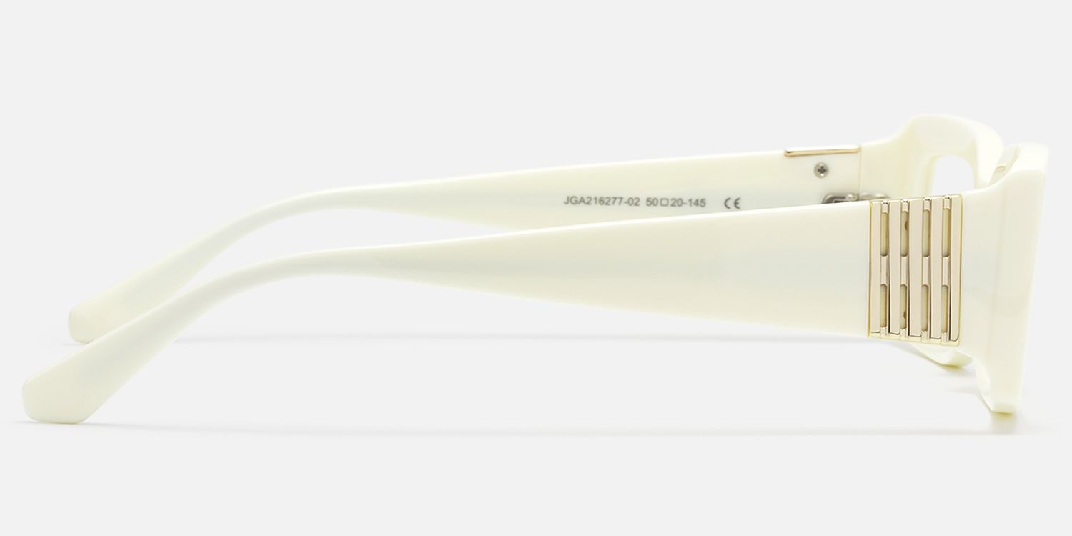 Aurelia - Off White Narrow Rectangle Glasses by Vooglam - Side View
