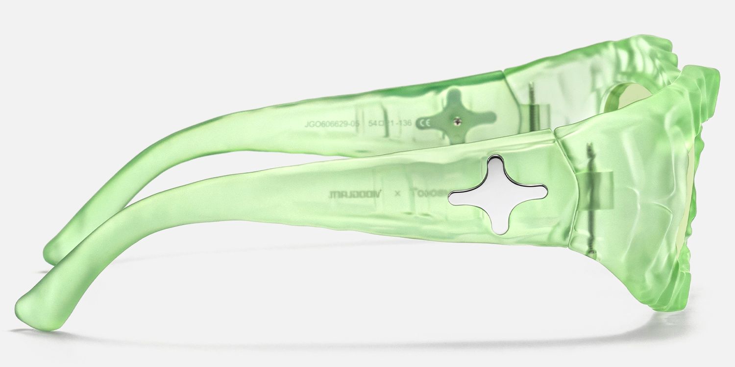 The Geologist - Green Tint Transparent Sunglasses by Vooglam - Side View