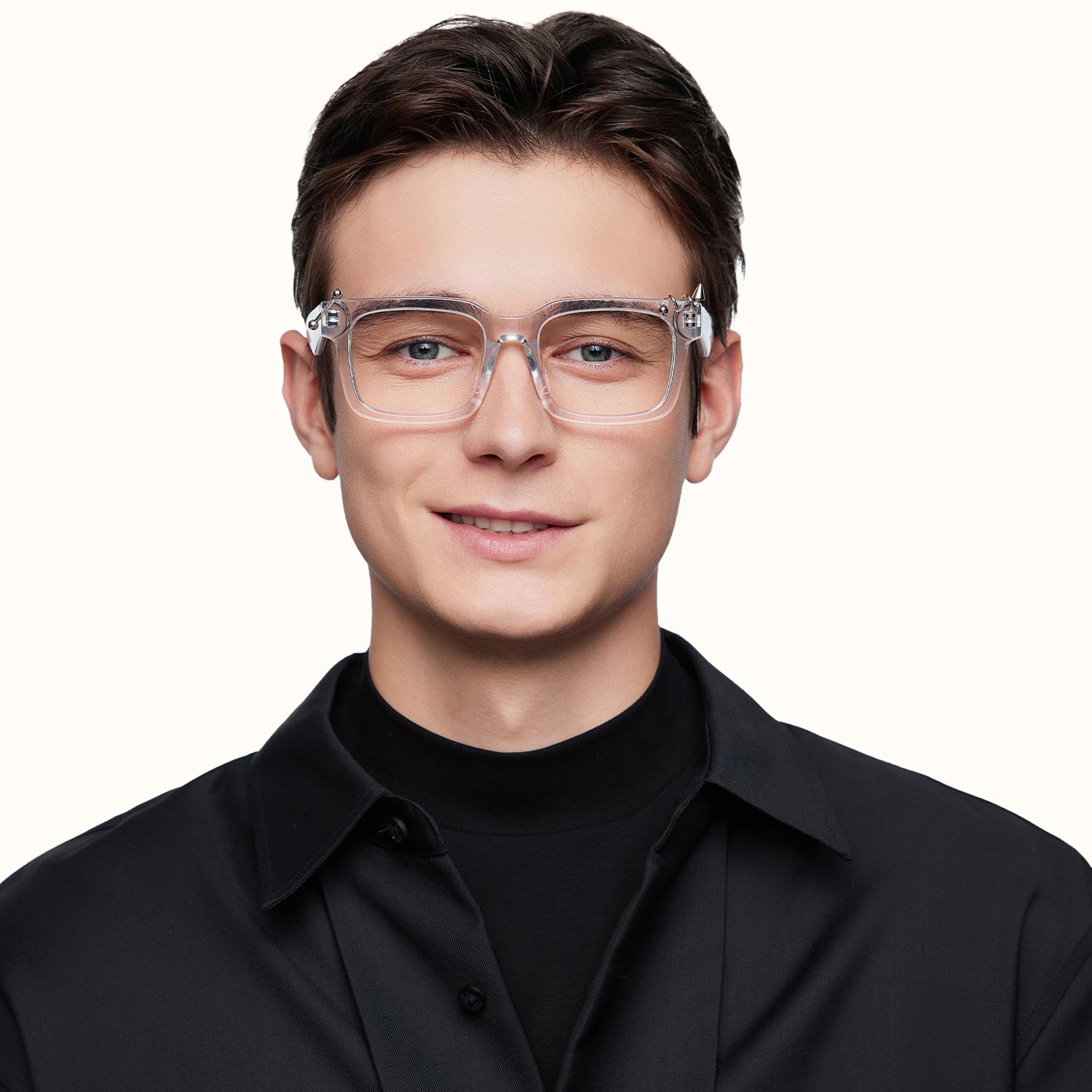 Spike - Rectangle Transparent Eyeglasses by Vooglam - Lifestyle Look