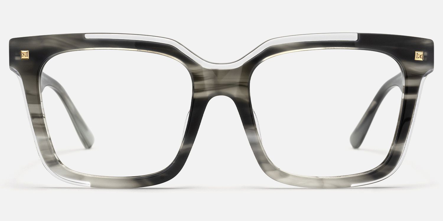 Taffeta - Square Silver Eyeglasses by Vooglam - Angle View