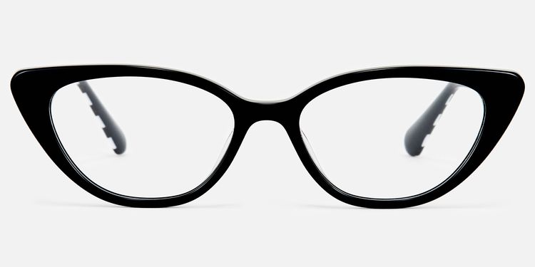 Harena - Narrow Black Cateye Checkered Glasses by Vooglam