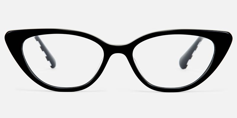 Harena - Narrow Black Cateye Checkered Glasses by Vooglam