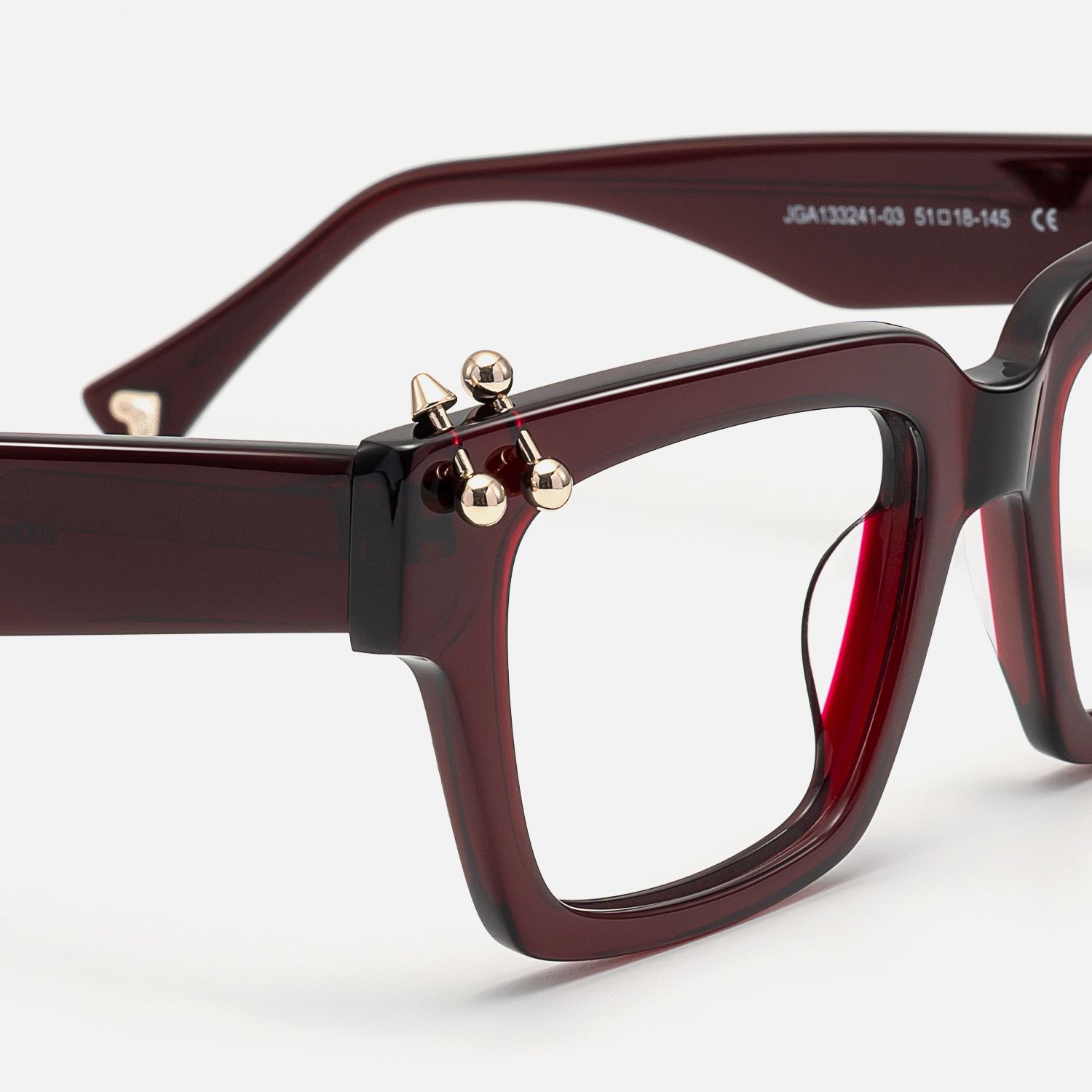PIERCE - Square Red Eyeglasses by Vooglam - Design Details
