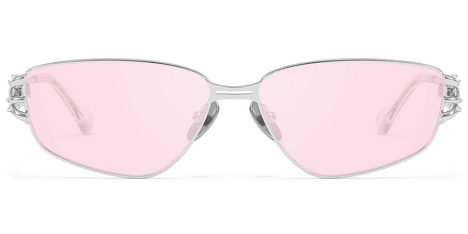 Spine - Silver Metal Pink Tinted Sunglasses by Vooglam Product Details 1