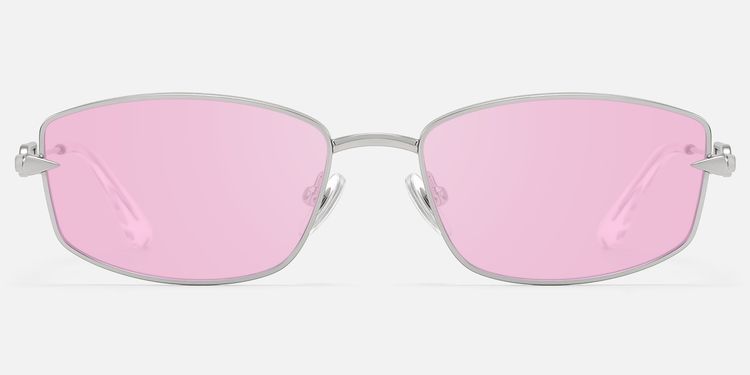 Bladework - Silver Narrow Pink Tint Sunglasses by Vooglam