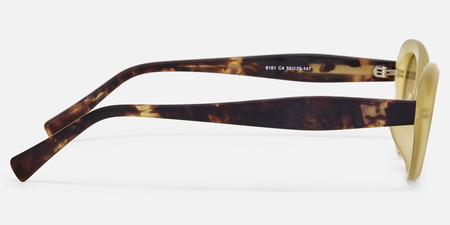 Phantom - Oval Yellow Sunglasses by Vooglam - Side View
