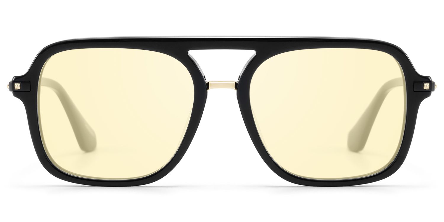 Marfa - Black Yellow Tint Double Bridge Aviator by Vooglam Product Details 1