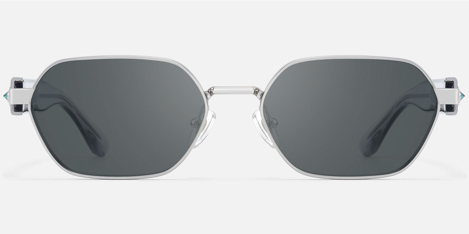 Orion - Gray Lens Mixed Material Sunglasses by Vooglam - Angle View