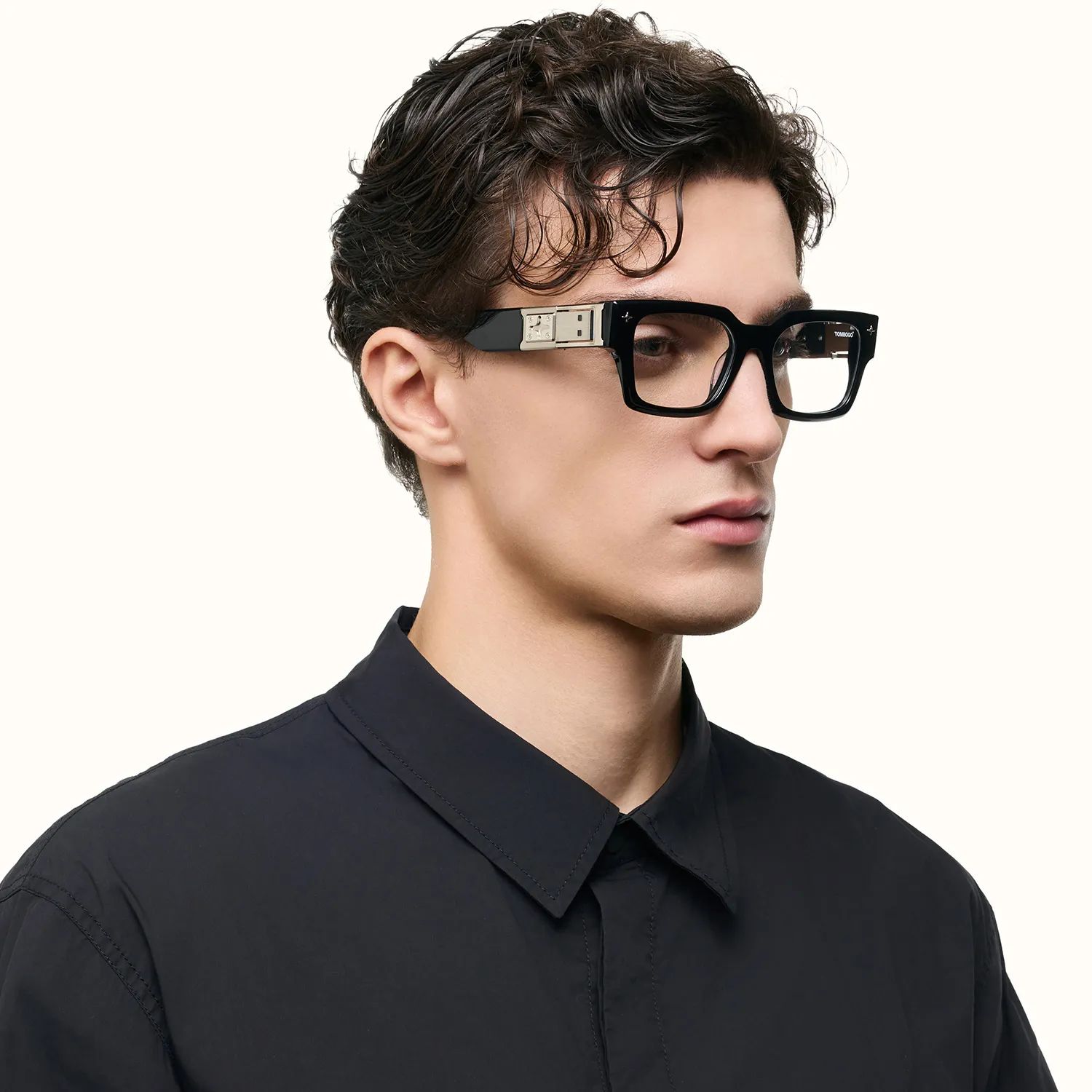 model wearing Alvira - Aviator Crystal/Gold Eyeglasses 3