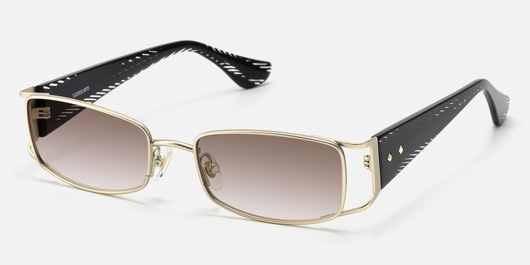 Wren - Gradient Lens Rectangle Gold Sunglasses by Vooglam