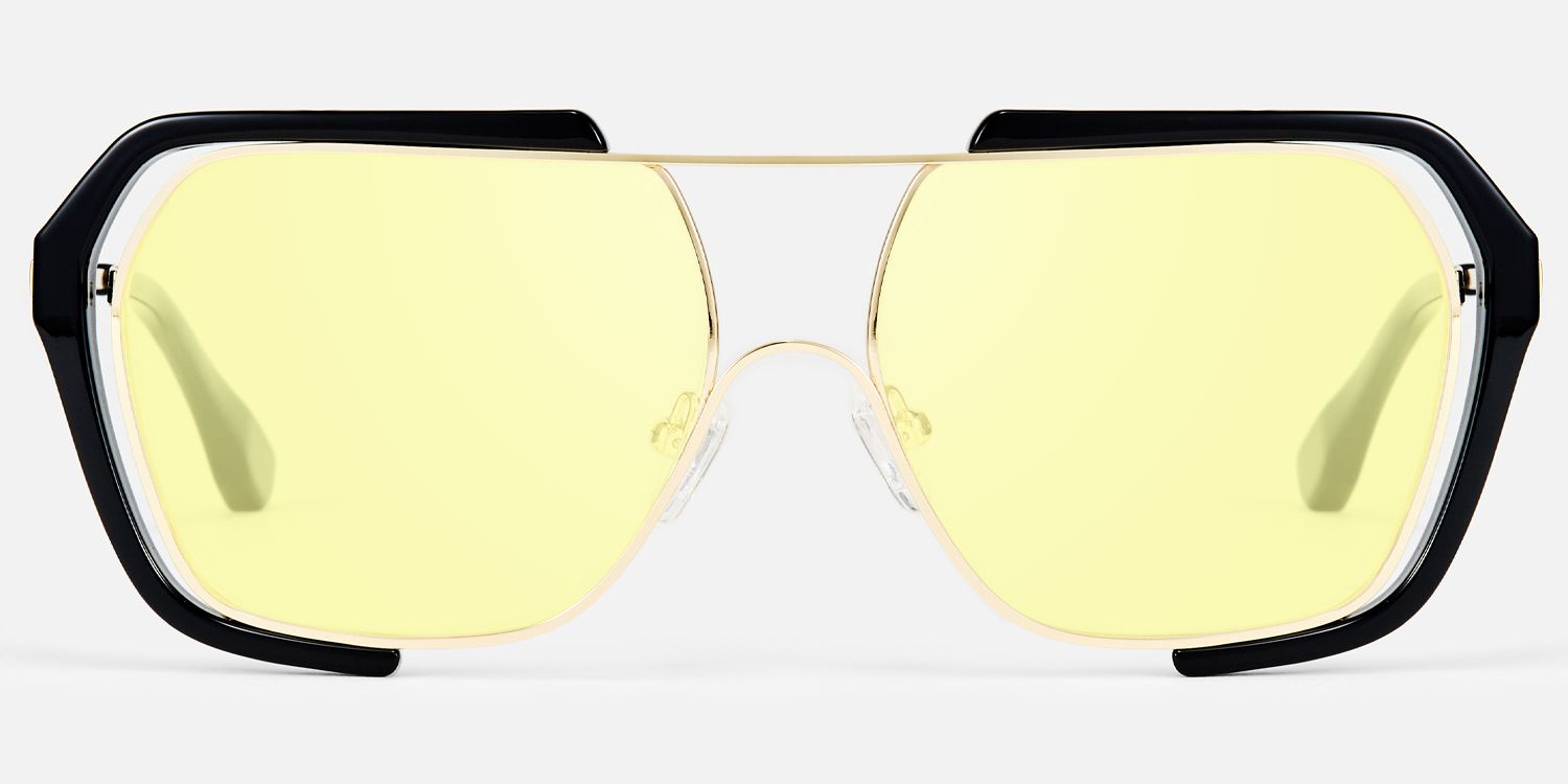 Porsha - Double Bridge Aviator Sunglasses by Vooglam - Angle View