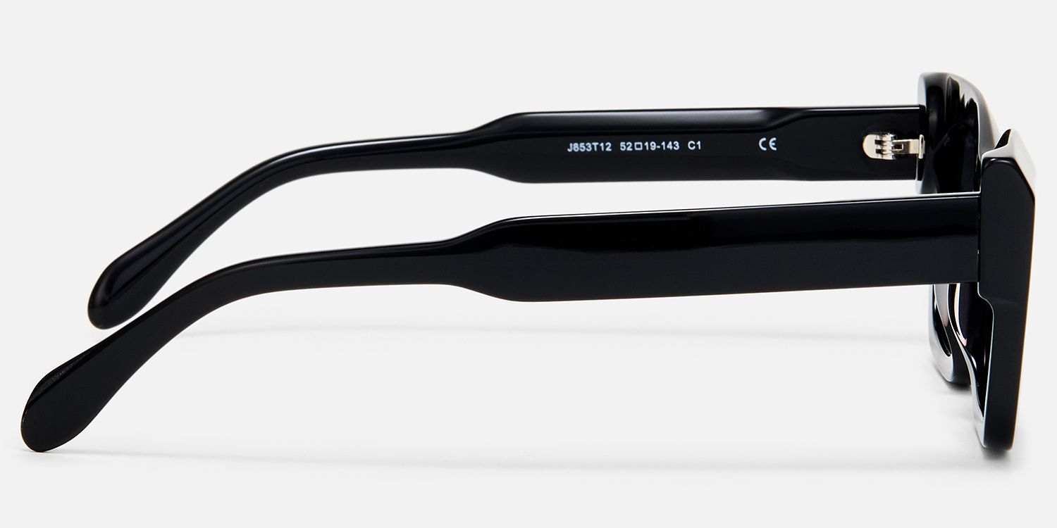 Velora - Cat Eye Black Sunglasses by Vooglam - Side View