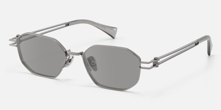 Loos - Light Gray Polygonal Oversized Sunglasses by Vooglam