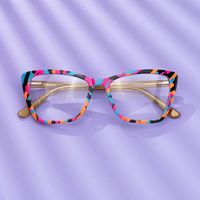 Sanchez - Rectangle Blue/Orange Eyeglasses | Vooglam On Model