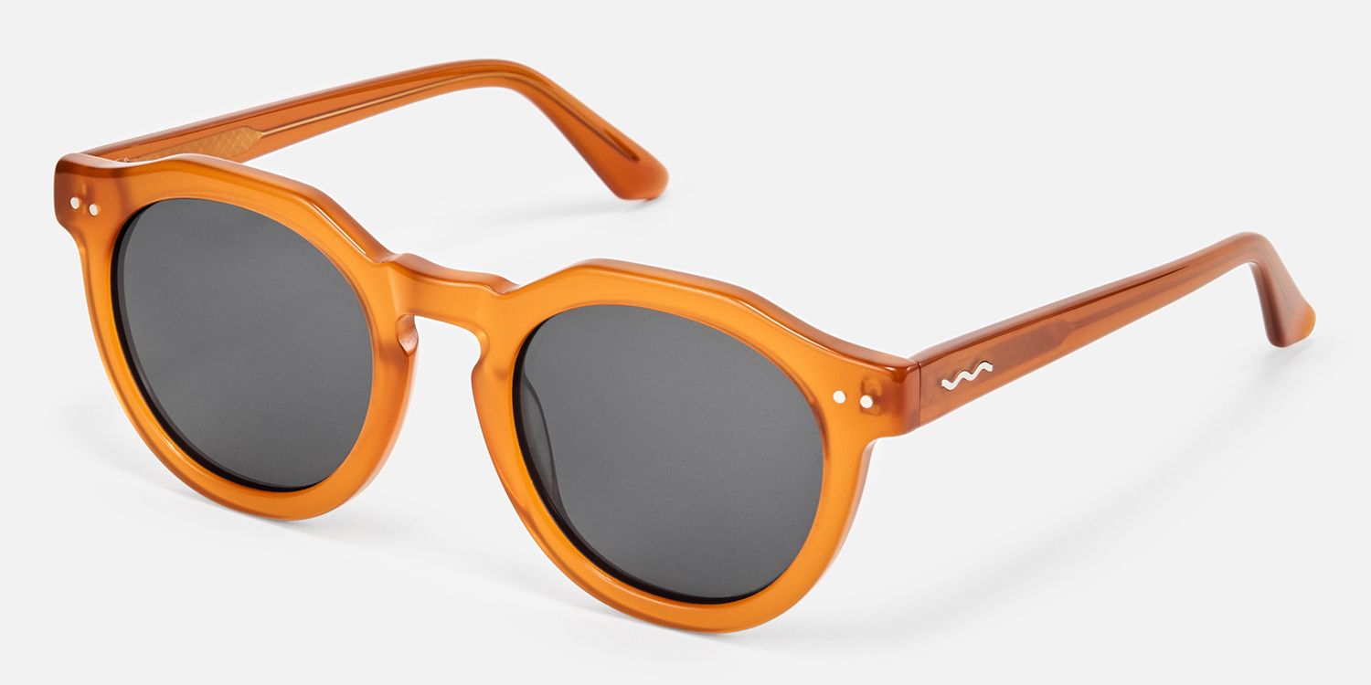 Aubrey - Geometric Brown Sunglasses by Vooglam - Front View