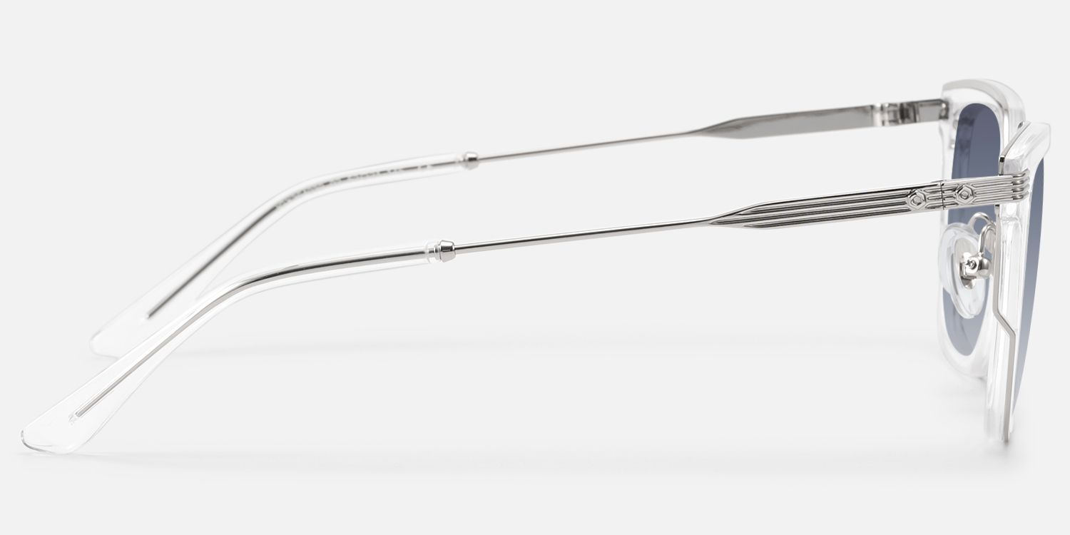 Kassel - Gray Tint Large Transparent Sunglasses by Vooglam - Side View