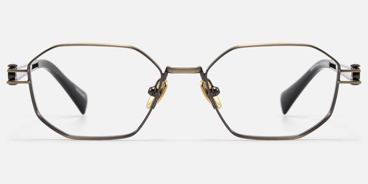 Loos-Gold Double Wire Oversized Geometric Glasses by Vooglam
