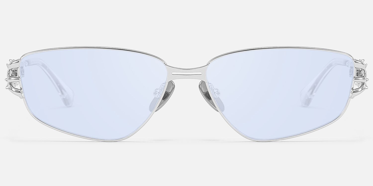 Spine - Silver Light Blue Tint Sunglasses by Vooglam - Angle View