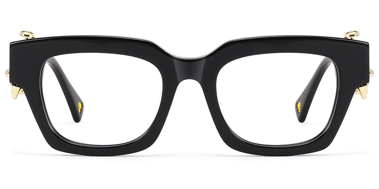 Sabrina - Black Glasses With Gold Punk Pierce by Vooglam Product Details 1
